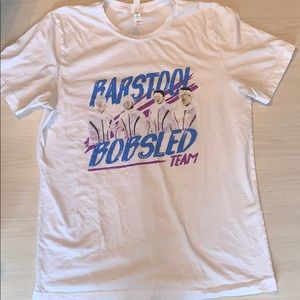 White Barstool Sports Bobsled team T-shirt